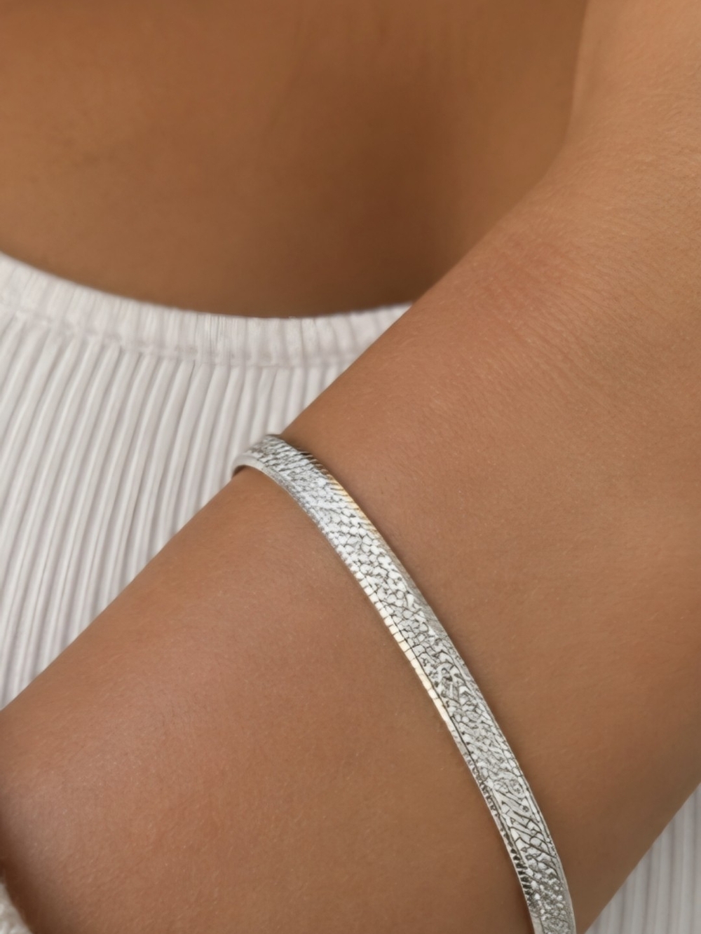 925 Italy Sterling Silver Diamond-Cut Herringbone Bracelet 7" Classic Chain